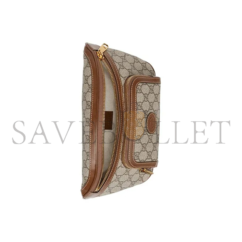 G*u*i gg large canvas with leather trim fanny 733240 (22*15*4cm)